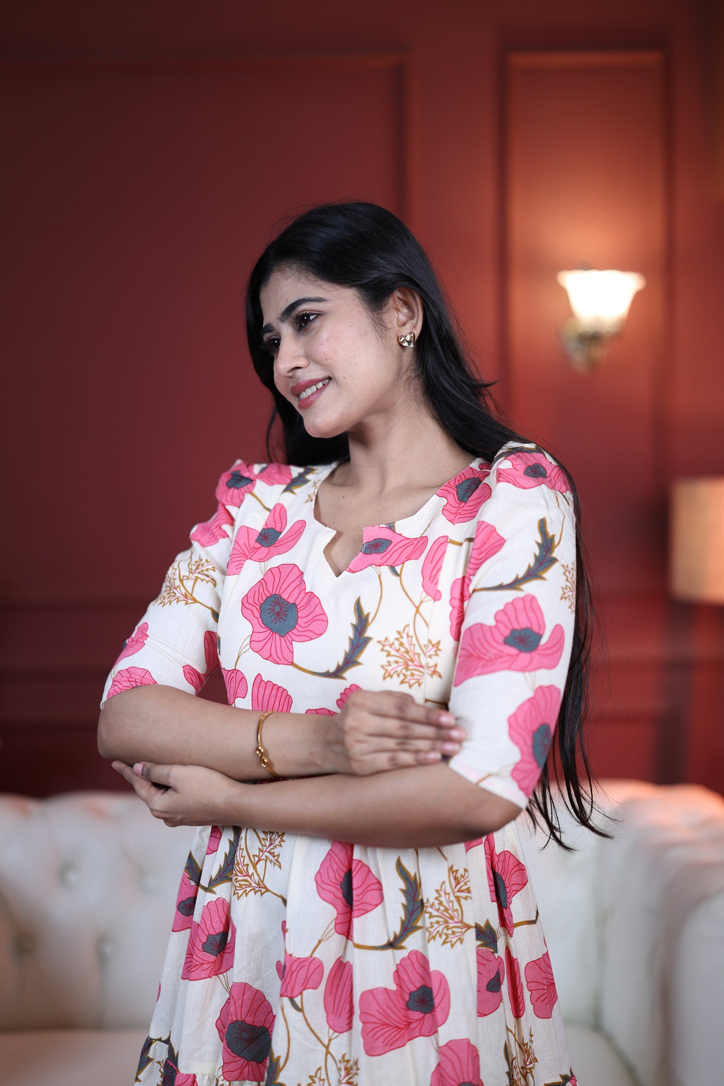 Premium Cotton Printed 3-Tier Maxi Dress | Size M-3XL | Feeding/Non-Feeding