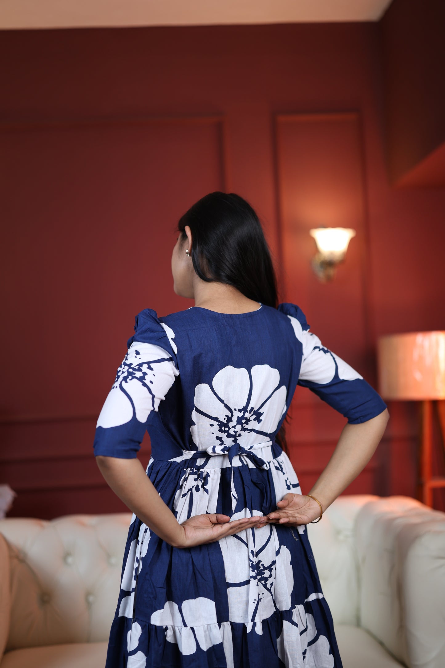 Premium Cotton Printed 3-Tier Maxi Dress | Size M-3XL | Feeding/Non-Feeding