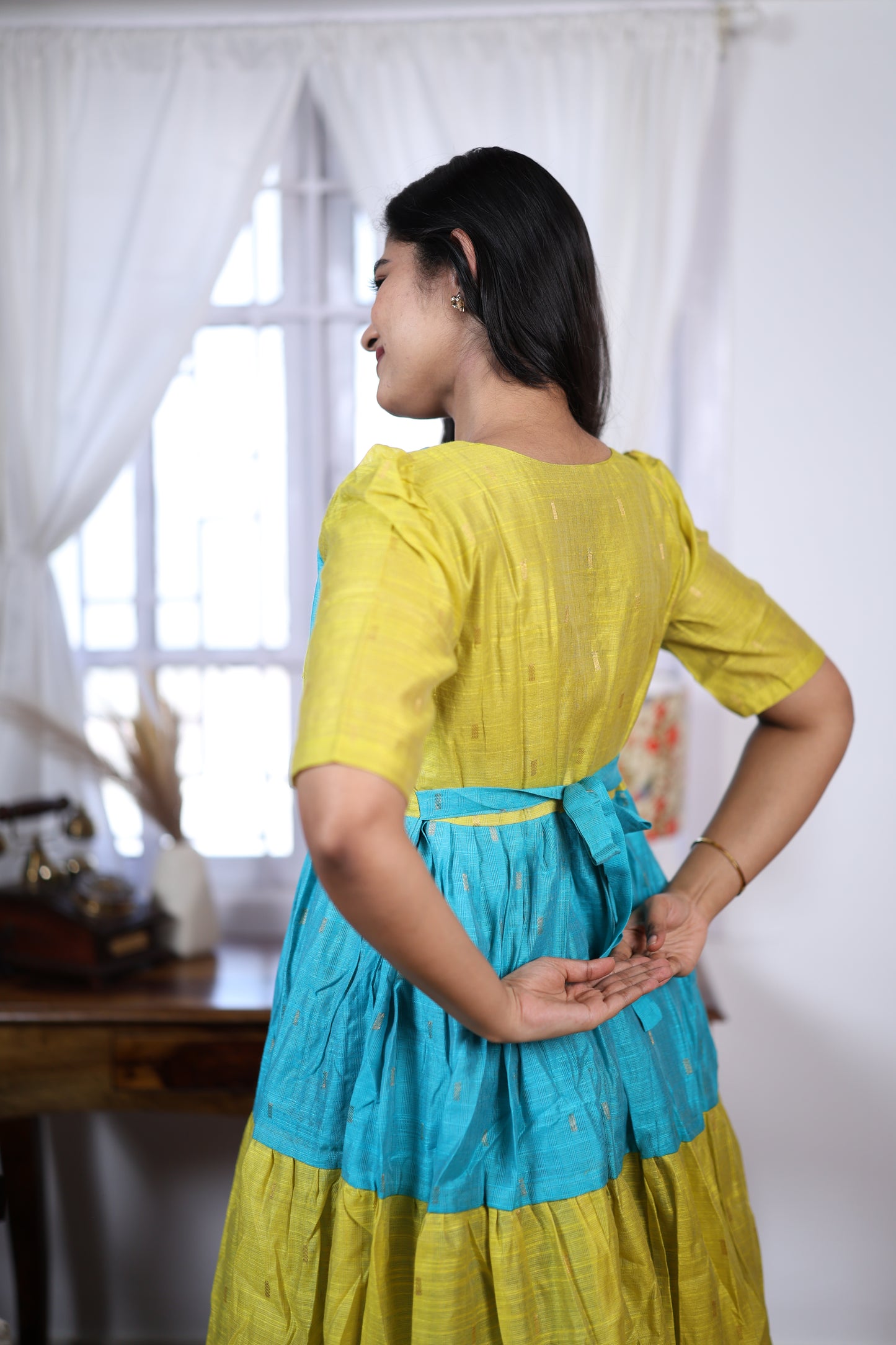 Premium Summer Silk Cotton 3-Tier Maxi Dress | Size M-3XL
