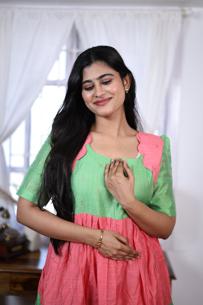 Premium Summer Silk Cotton 3-Tier Maxi Dress | Size M-3XL