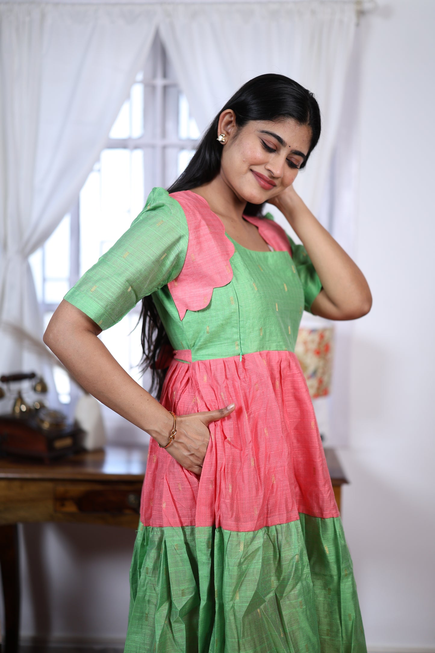 Premium Summer Silk Cotton 3-Tier Maxi Dress | Size M-3XL