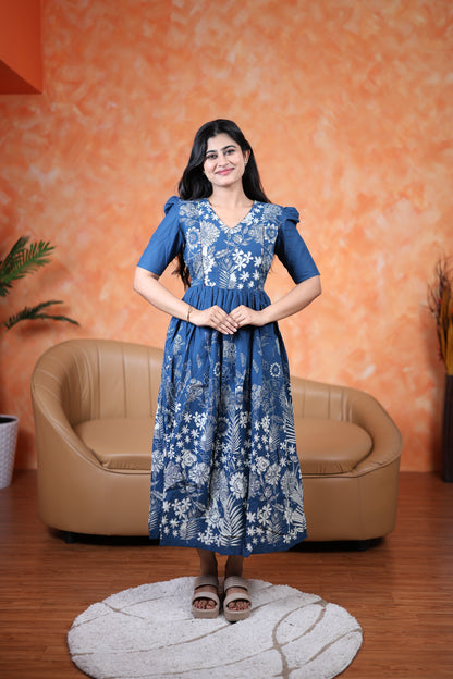 Premium Cotton Daman Print Fabric Maxi with Cotton lining