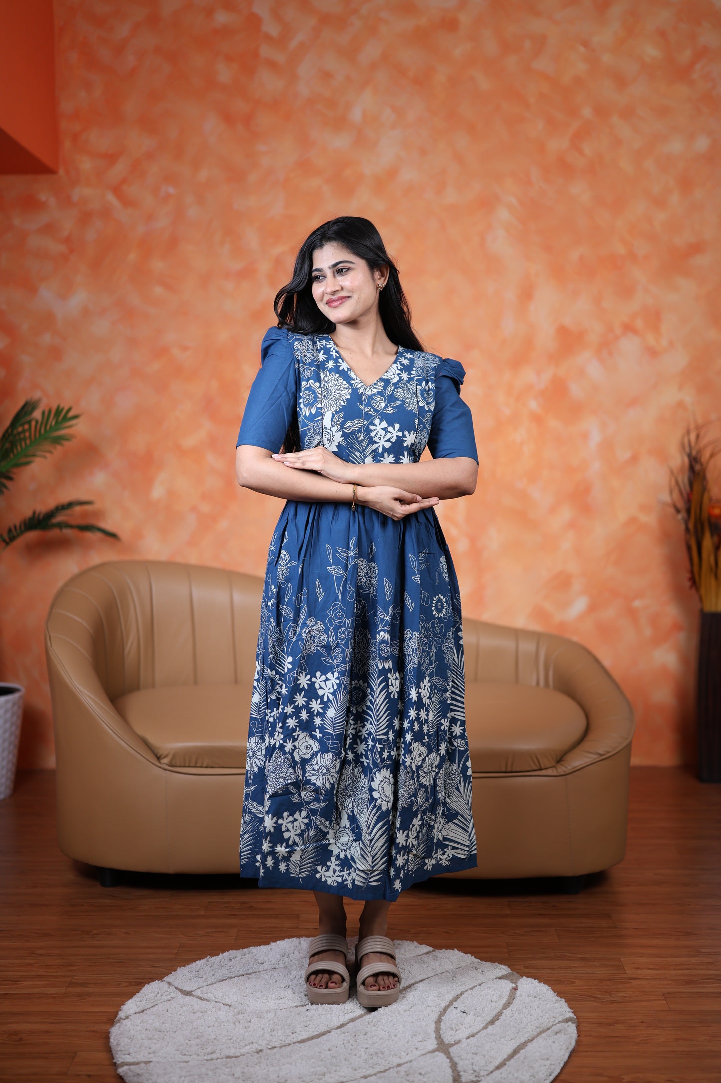 Premium Cotton Daman Print Fabric Maxi with Cotton lining