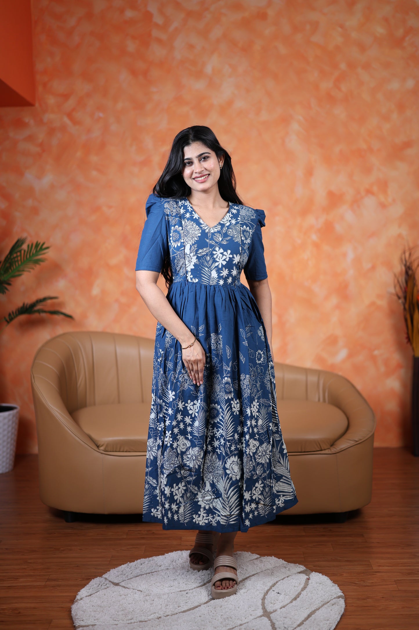 Premium Cotton Daman Print Fabric Maxi with Cotton lining