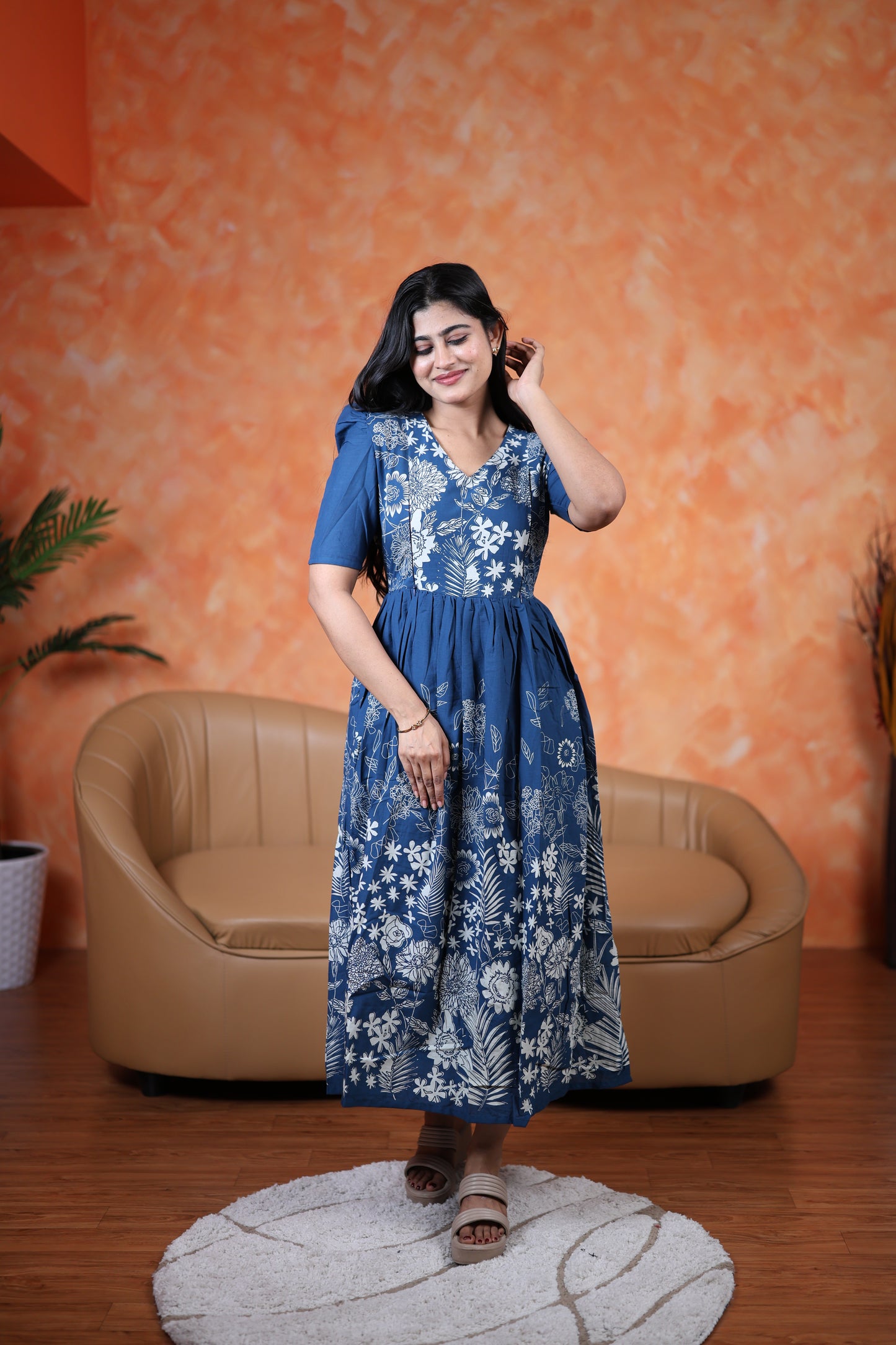 Premium Cotton Daman Print Fabric Maxi with Cotton lining