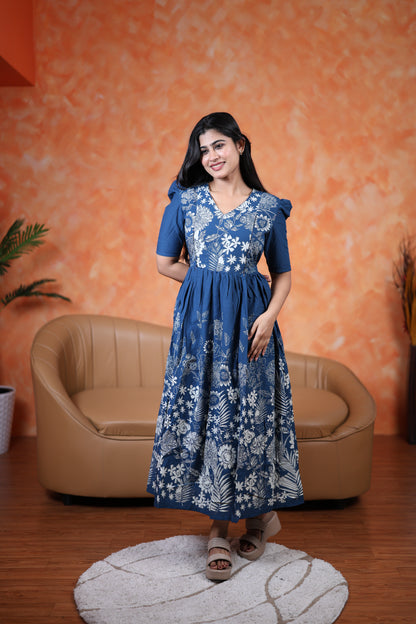 Premium Cotton Daman Print Fabric Maxi with Cotton lining