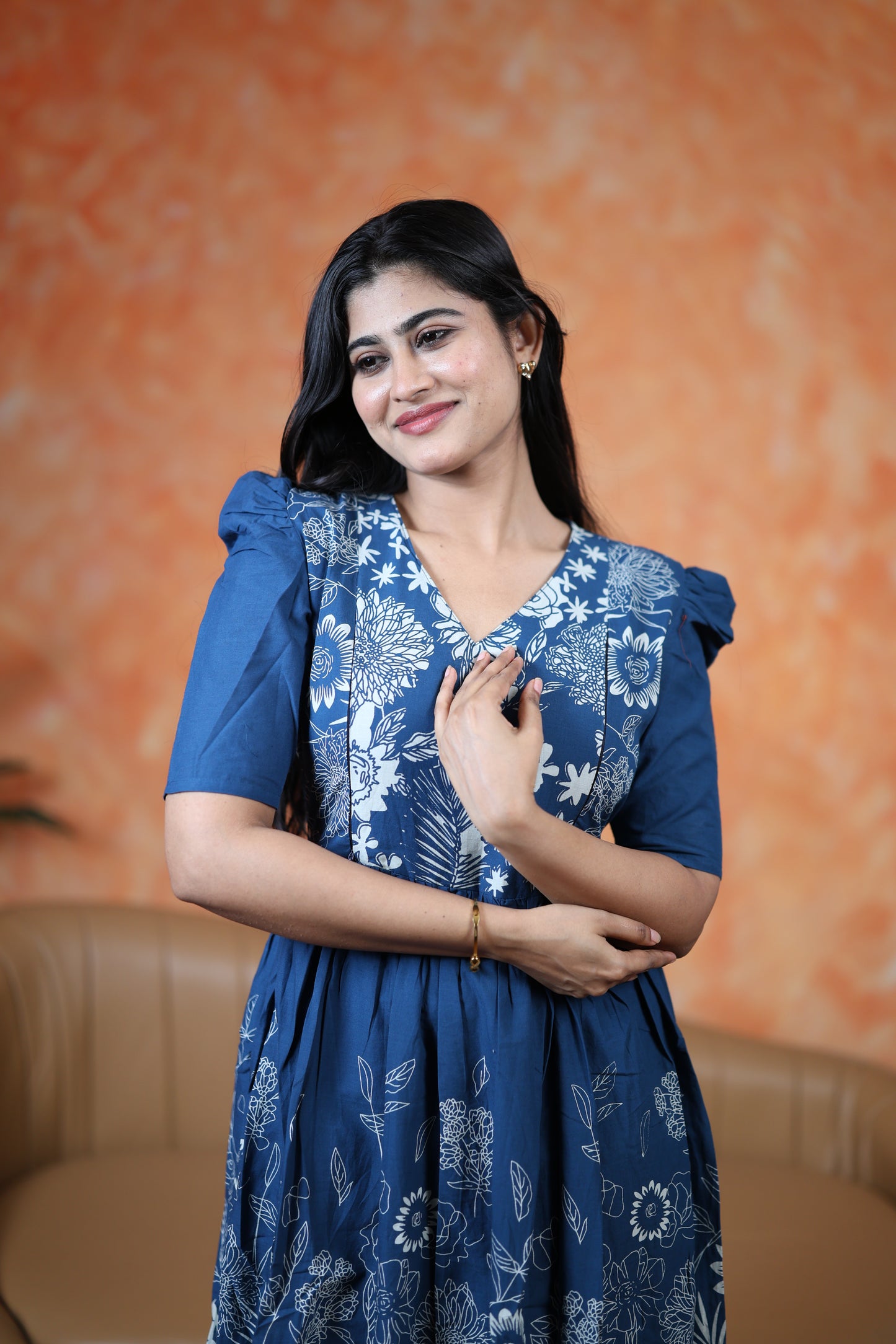 Premium Cotton Daman Print Fabric Maxi with Cotton lining