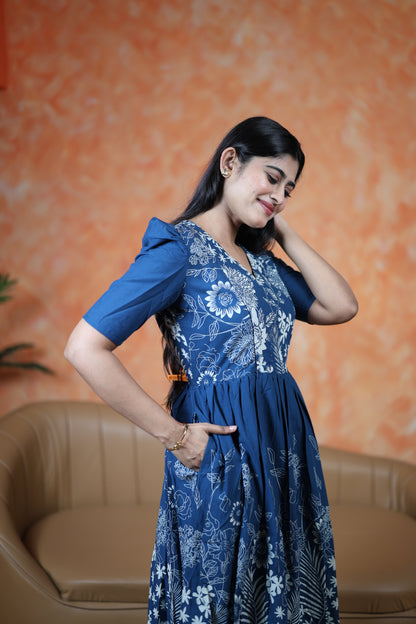 Premium Cotton Daman Print Fabric Maxi with Cotton lining