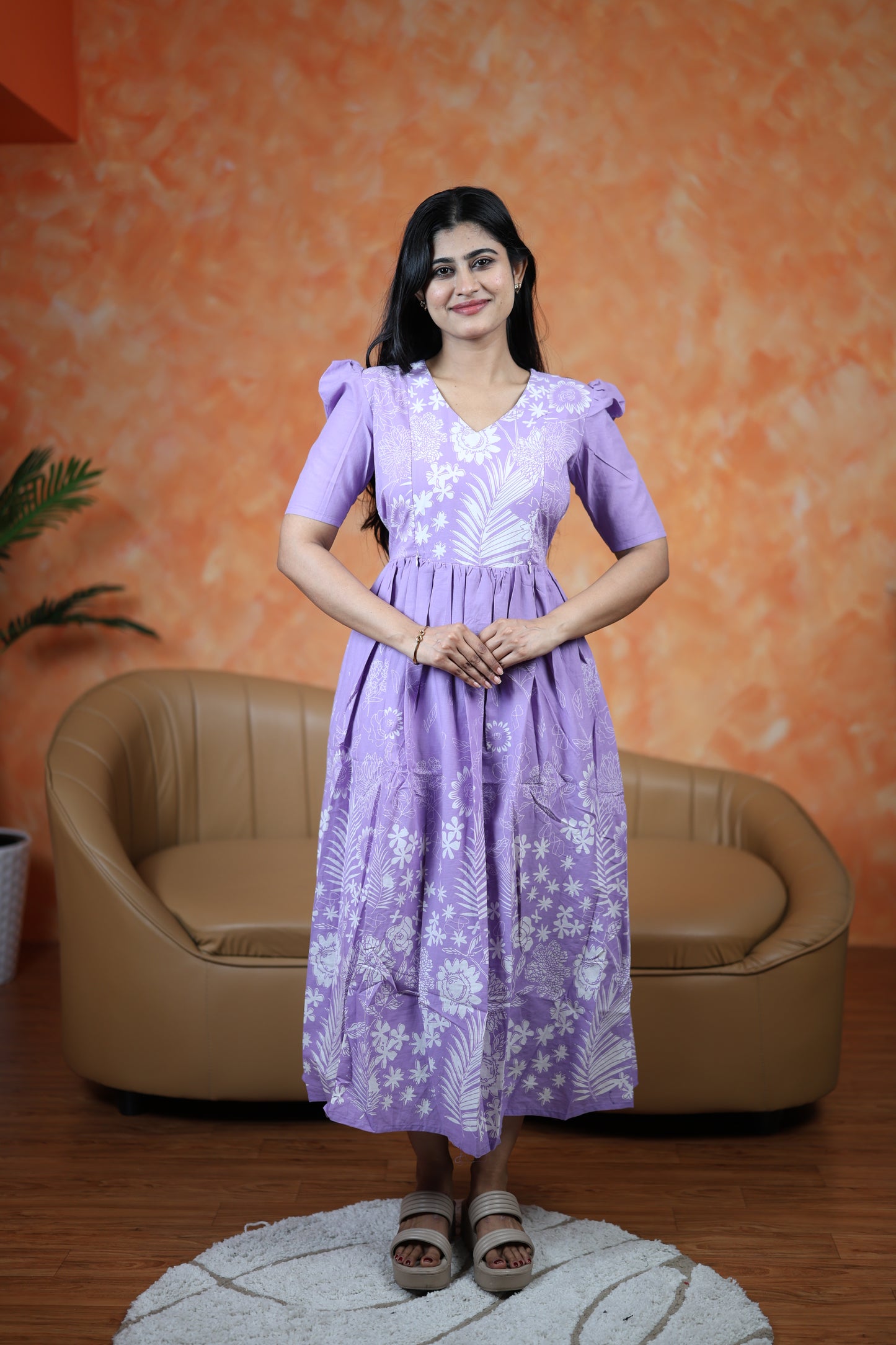 Premium Cotton Daman Print Fabric Maxi with Cotton lining