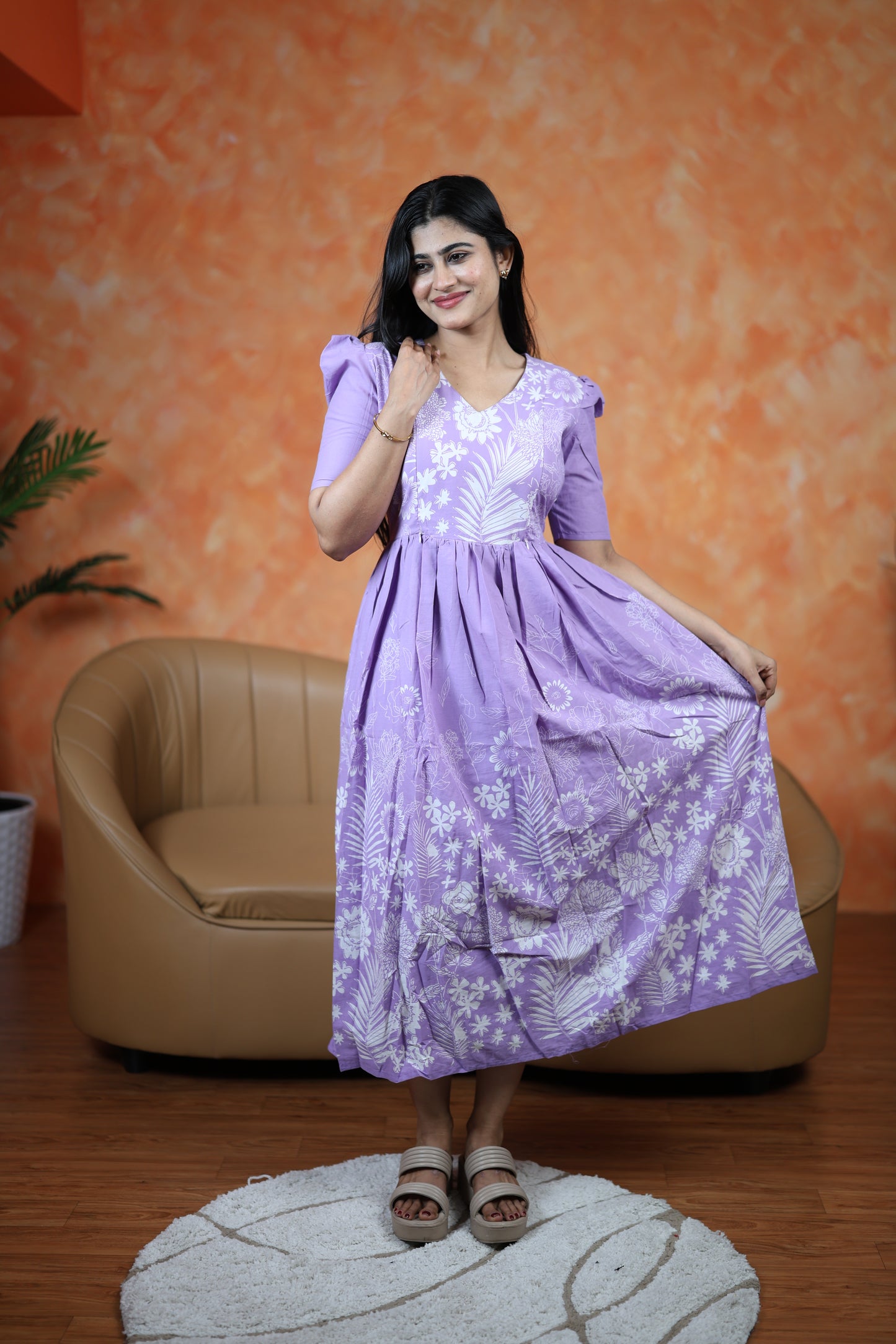 Premium Cotton Daman Print Fabric Maxi with Cotton lining
