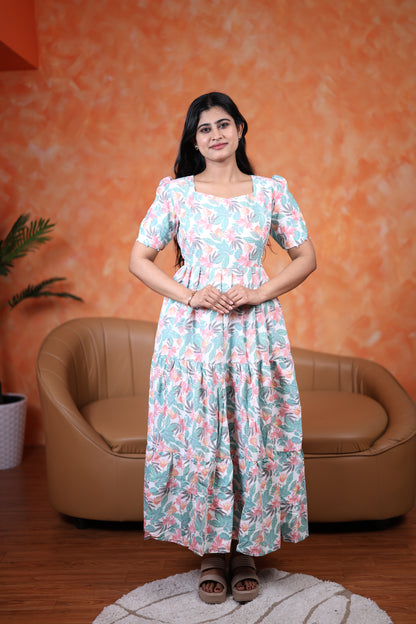 Premium Cotton Printed Maxi (With Lining)- Feeding only FC0348