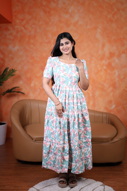 Premium Cotton Printed Maxi (With Lining)- Feeding only FC0348