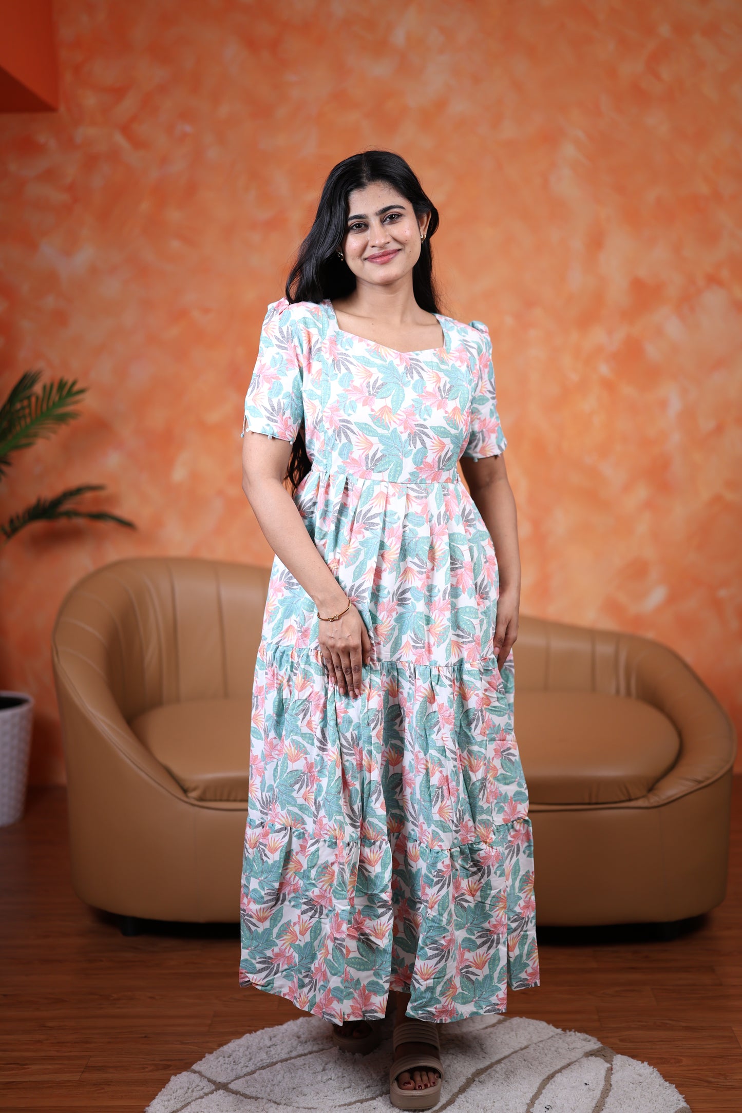 Premium Cotton Printed Maxi (With Lining)- Feeding only FC0348