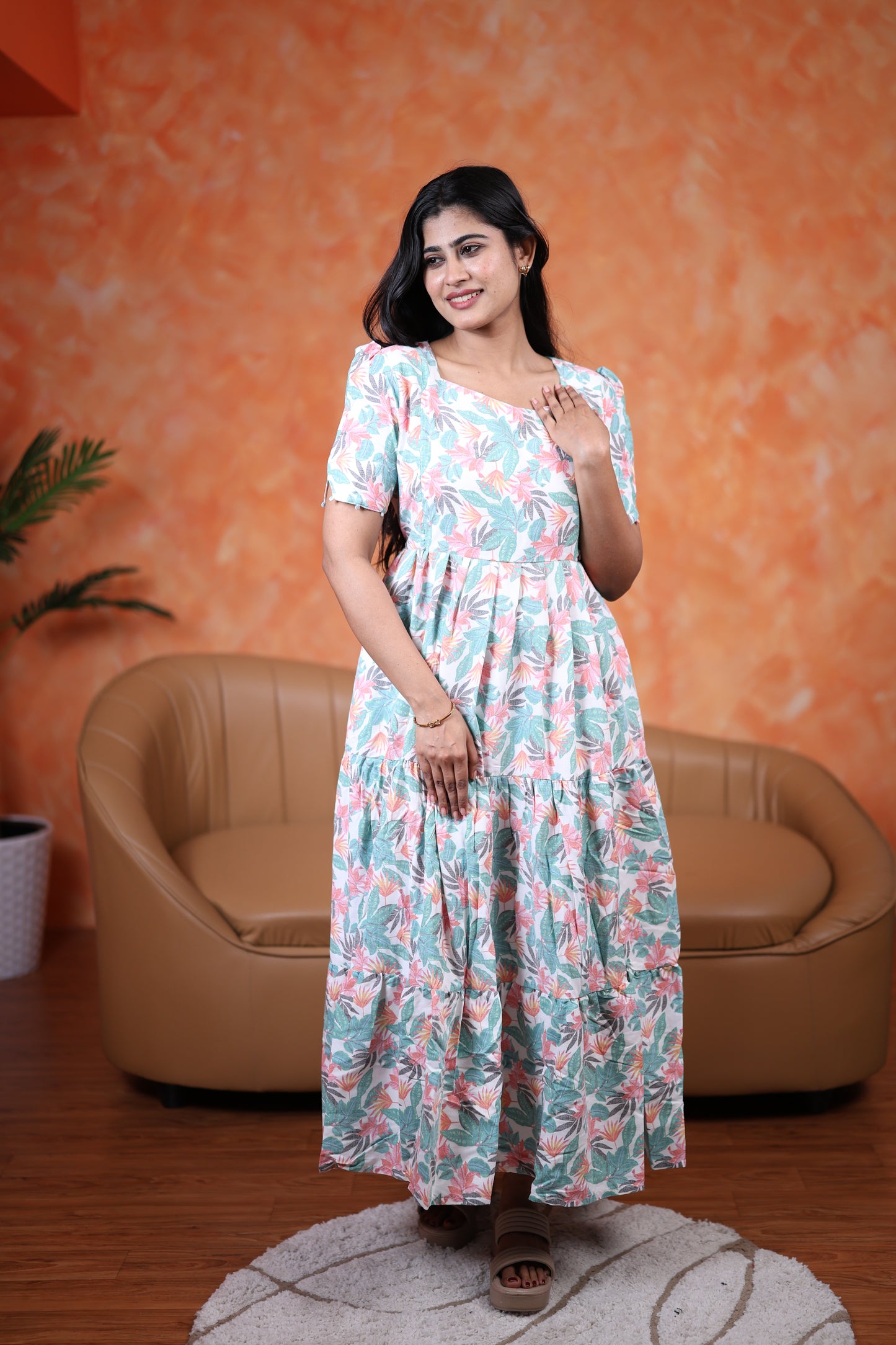 Premium Cotton Printed Maxi (With Lining)- Feeding only FC0348