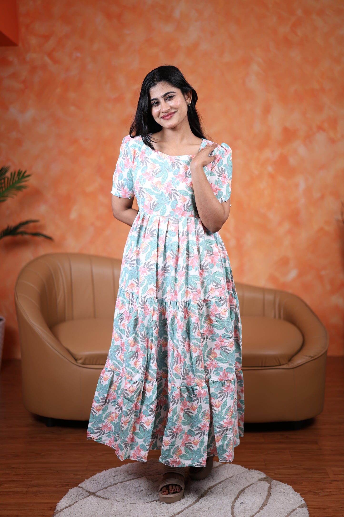 Premium Cotton Printed Maxi (With Lining)- Feeding only FC0348