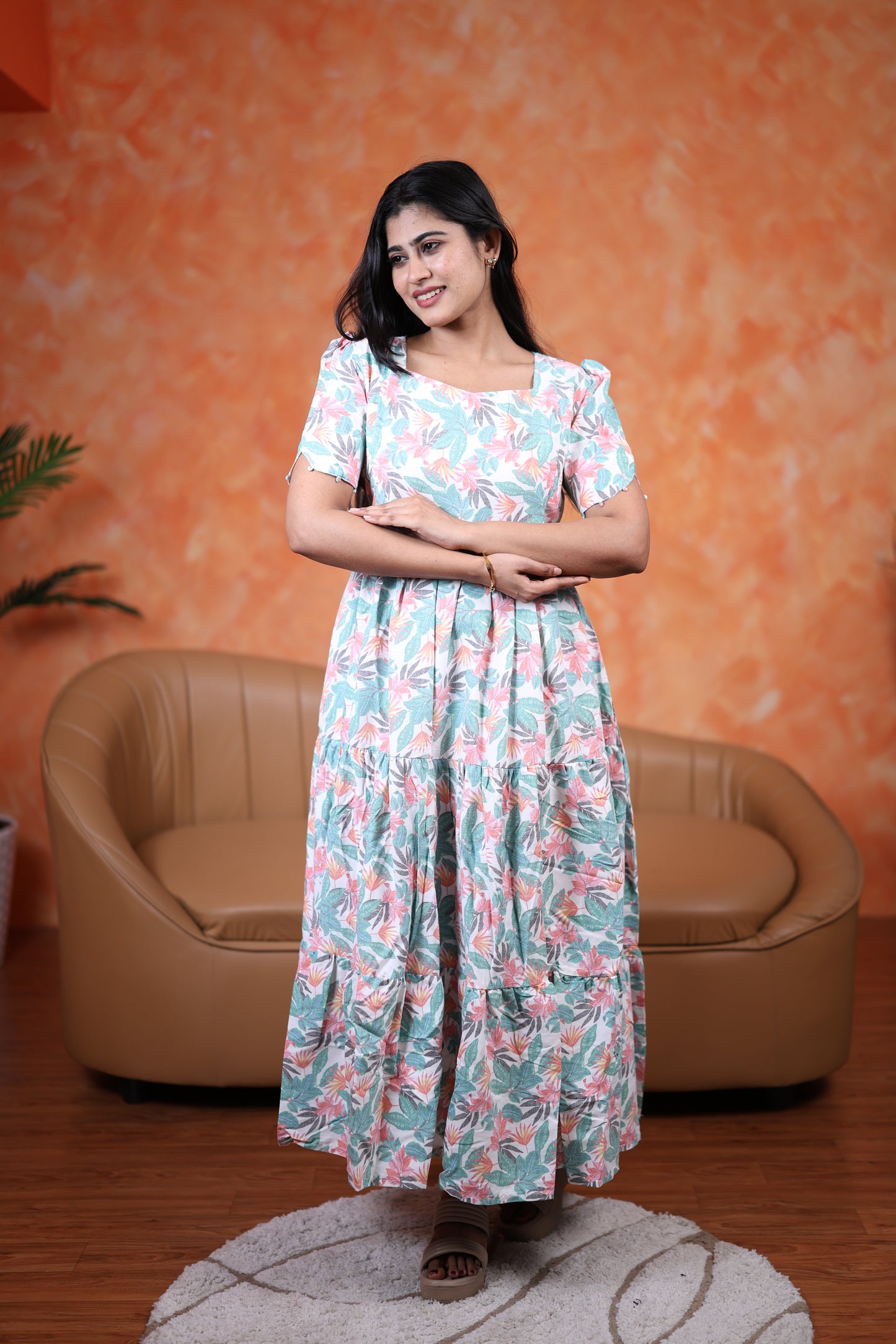 Premium Cotton Printed Maxi (With Lining)- Feeding only FC0348
