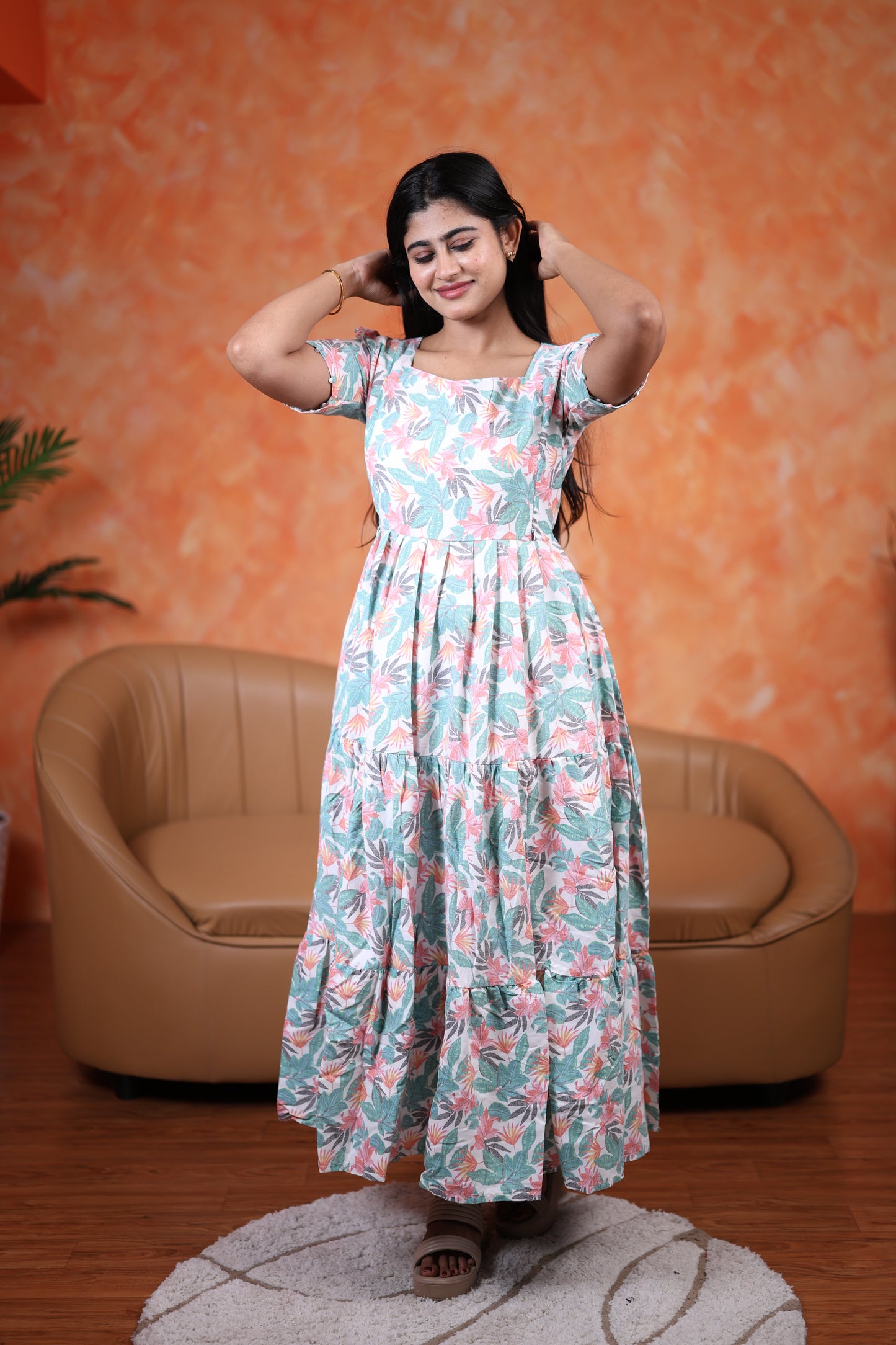 Premium Cotton Printed Maxi (With Lining)- Feeding only FC0348