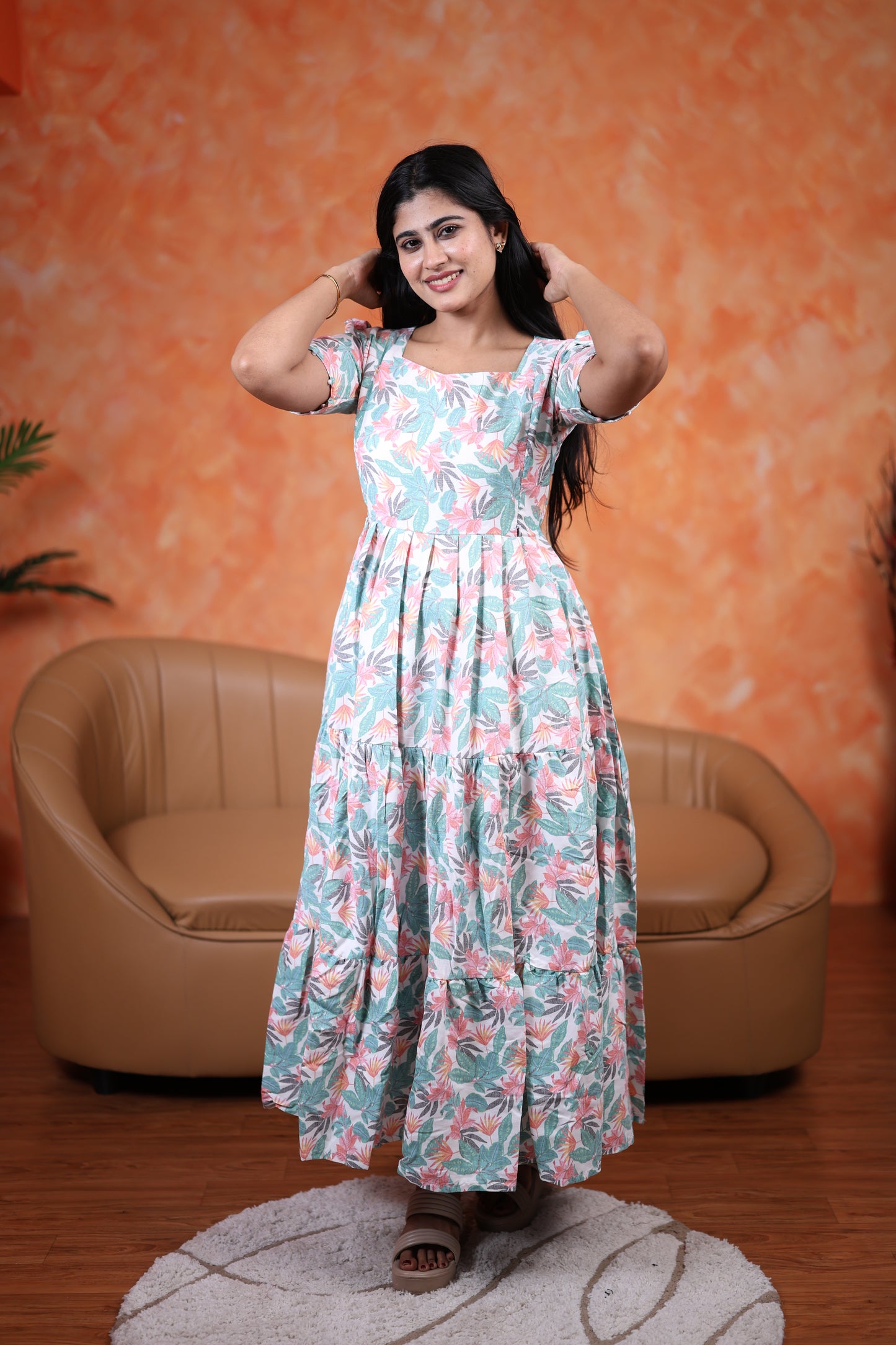 Premium Cotton Printed Maxi (With Lining)- Feeding only FC0348