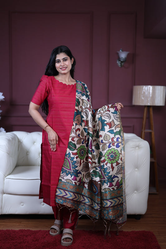 Premium Raw Silk Salwar Set-(Top,Bottom,Duppatta)-Non Feeding Only