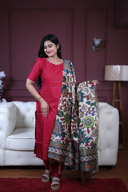 Premium Raw Silk Salwar Set-(Top,Bottom,Duppatta)-Non Feeding Only