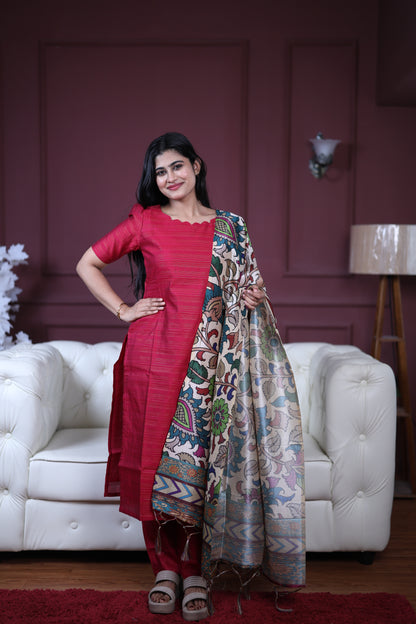 Premium Raw Silk Salwar Set-(Top,Bottom,Duppatta)-Non Feeding Only