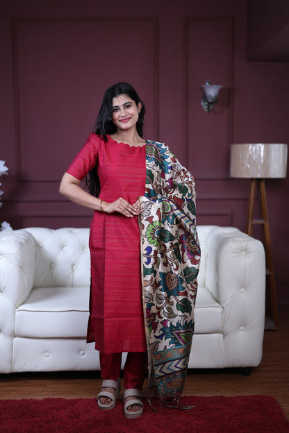 Premium Raw Silk Salwar Set-(Top,Bottom,Duppatta)-Non Feeding Only
