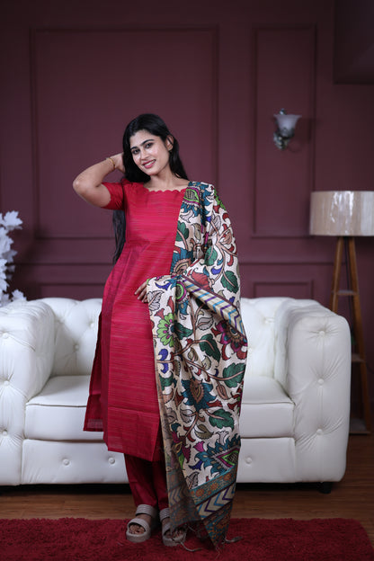 Premium Raw Silk Salwar Set-(Top,Bottom,Duppatta)-Non Feeding Only