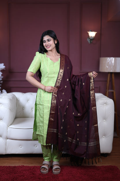 Premium Raw Silk Salwar Set-(Top,Bottom,Duppatta)-Non Feeding Only