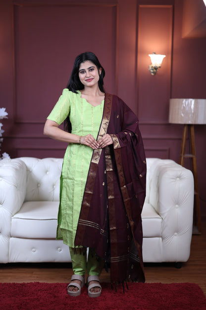 Premium Raw Silk Salwar Set-(Top,Bottom,Duppatta)-Non Feeding Only