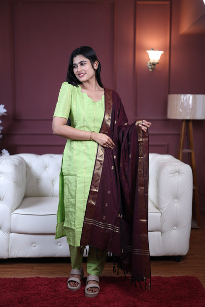 Premium Raw Silk Salwar Set-(Top,Bottom,Duppatta)-Non Feeding Only