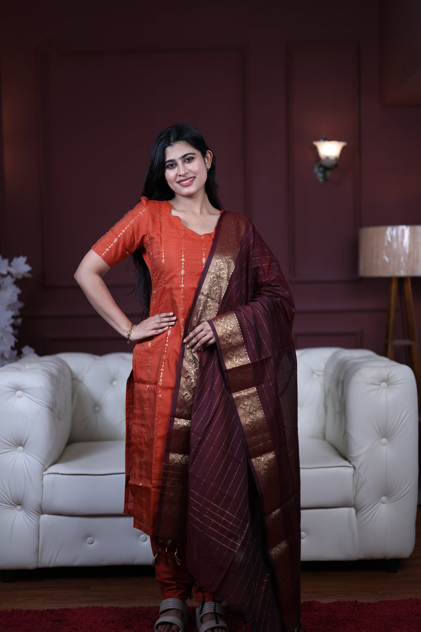 Premium Raw Silk Salwar Set-(Top,Bottom,Duppatta)-Non Feeding Only