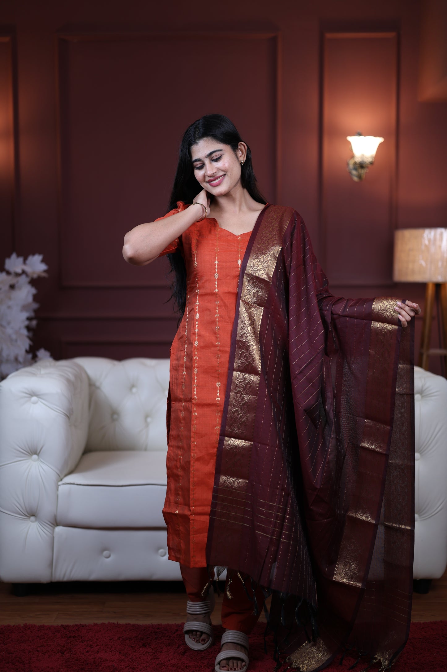 Premium Raw Silk Salwar Set-(Top,Bottom,Duppatta)-Non Feeding Only