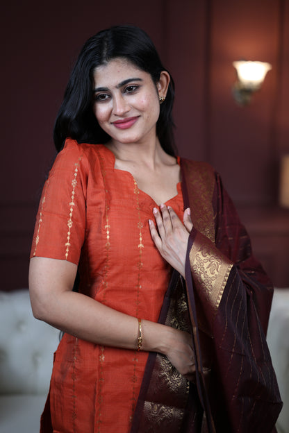 Premium Raw Silk Salwar Set-(Top,Bottom,Duppatta)-Non Feeding Only