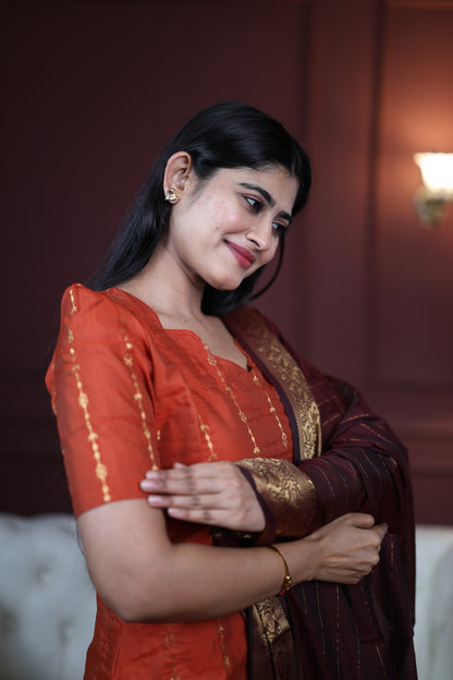 Premium Raw Silk Salwar Set-(Top,Bottom,Duppatta)-Non Feeding Only