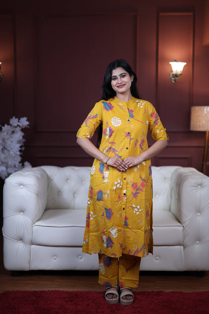 Premium Cotton Printed Coord Set (With Lining)-College/Office wear