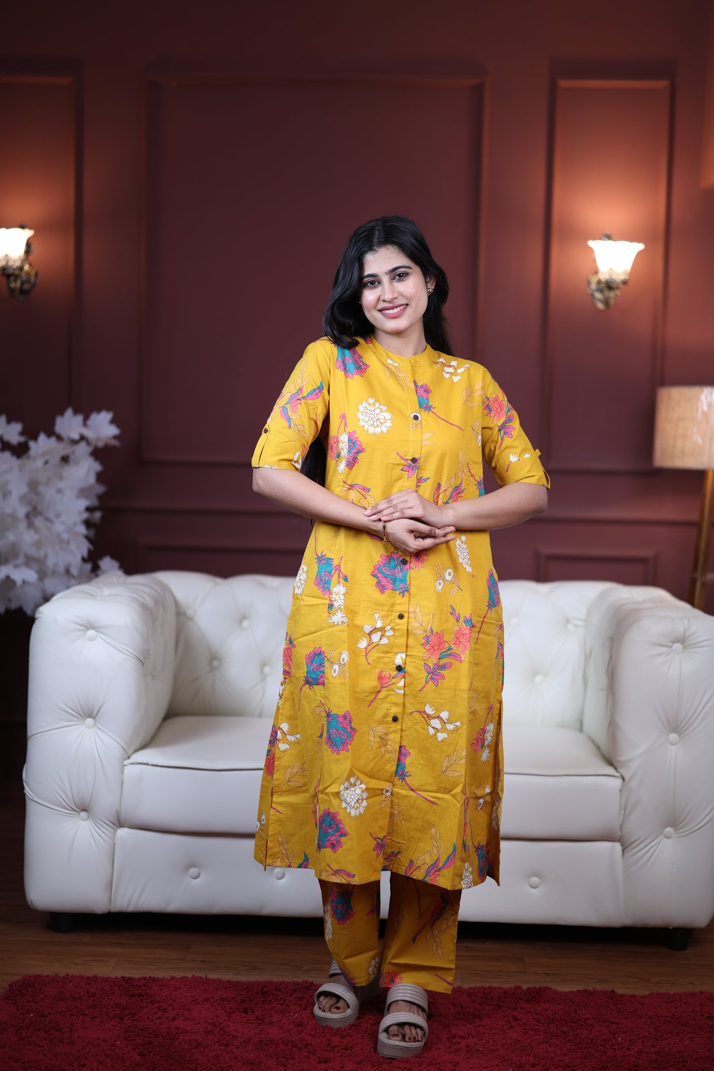 Premium Cotton Printed Coord Set (With Lining)-College/Office wear