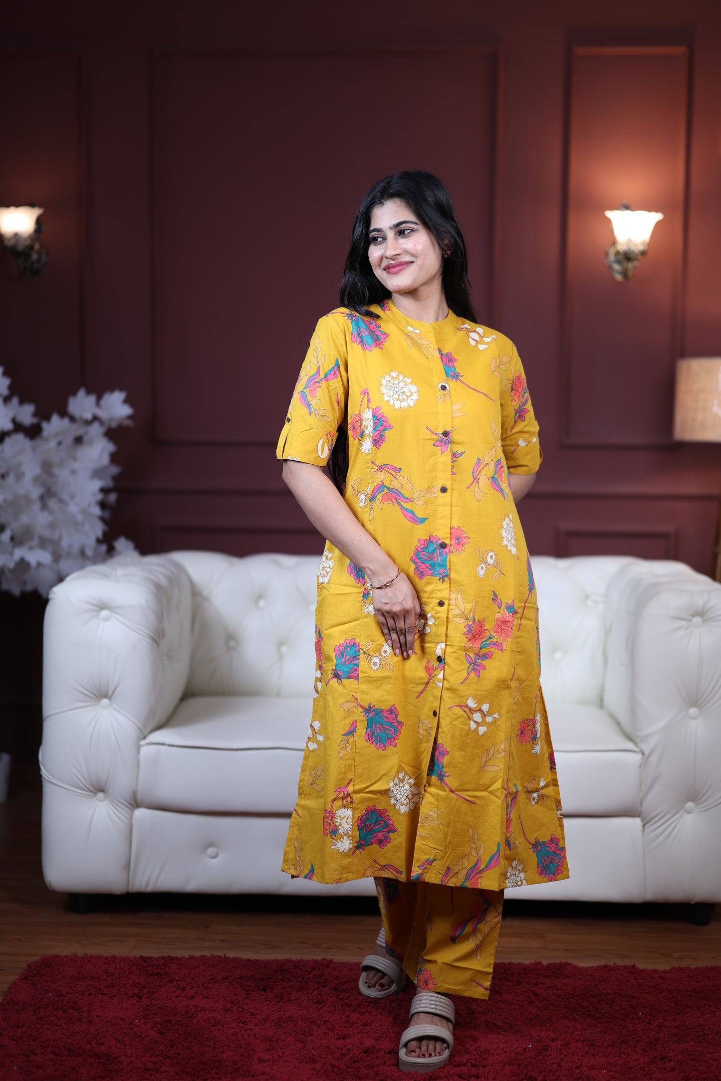 Premium Cotton Printed Coord Set (With Lining)-College/Office wear
