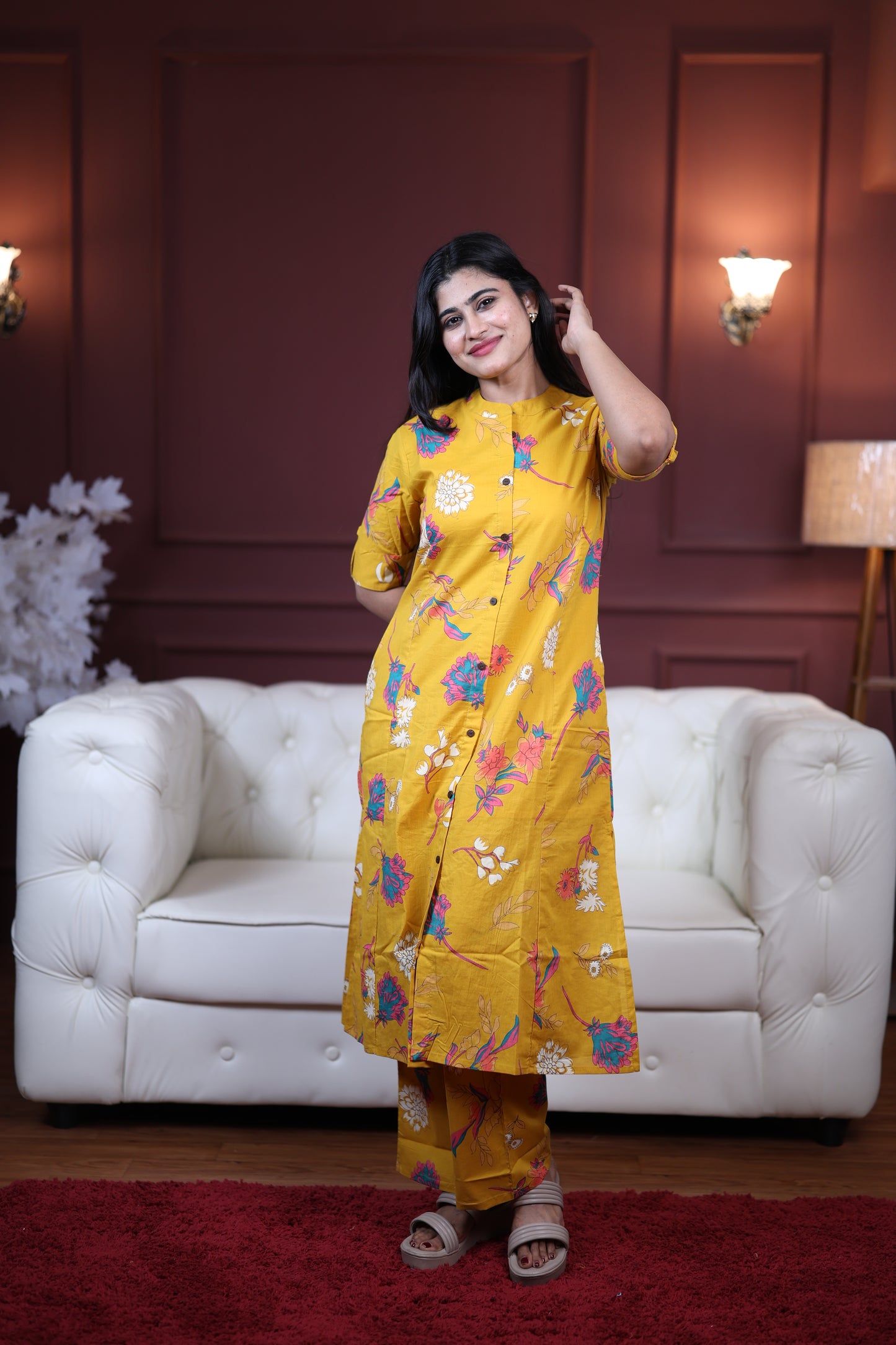 Premium Cotton Printed Coord Set (With Lining)-College/Office wear