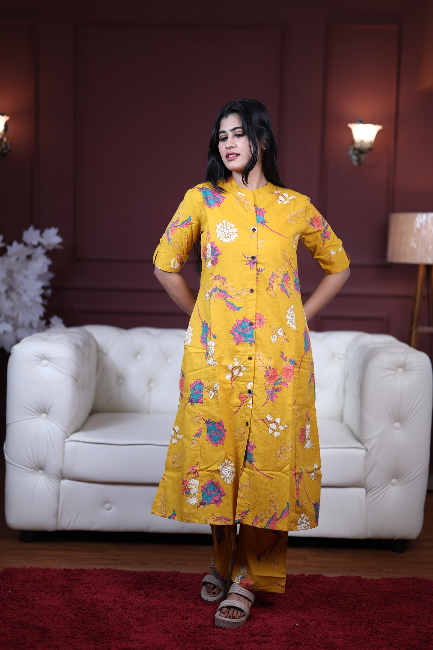 Premium Cotton Printed Coord Set (With Lining)-College/Office wear