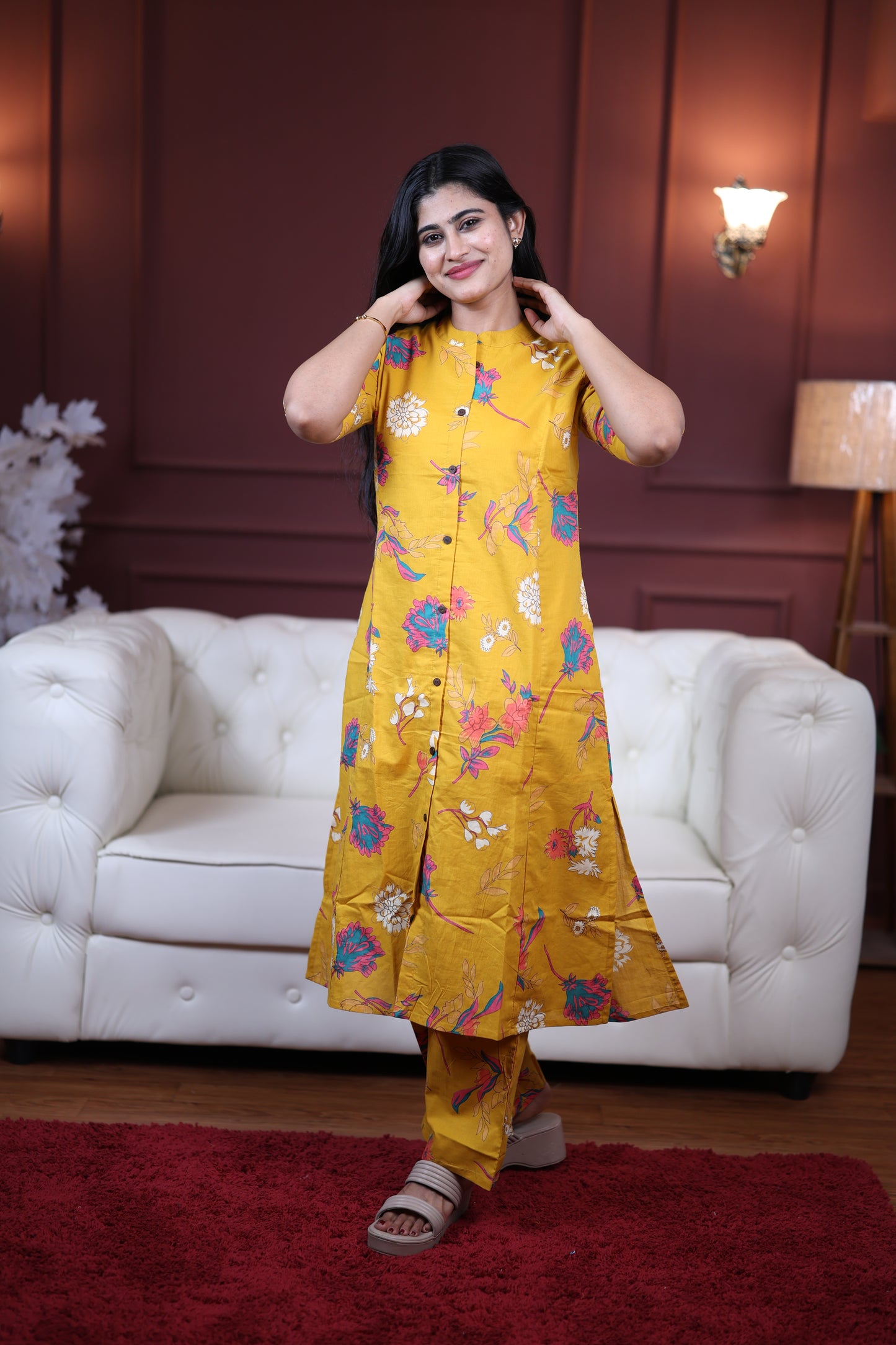 Premium Cotton Printed Coord Set (With Lining)-College/Office wear