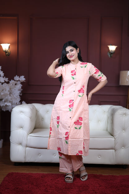 Premium Cotton Printed Coord Set- Feeding/Non Feeding (With Lining)