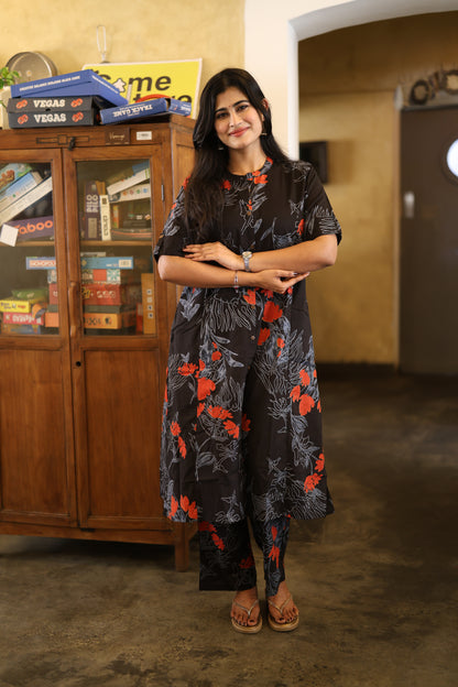 Premium Cotton Printed Co-ord Set for Women | Feeding & Non-Feeding | High Neck Cotton Set with Pockets