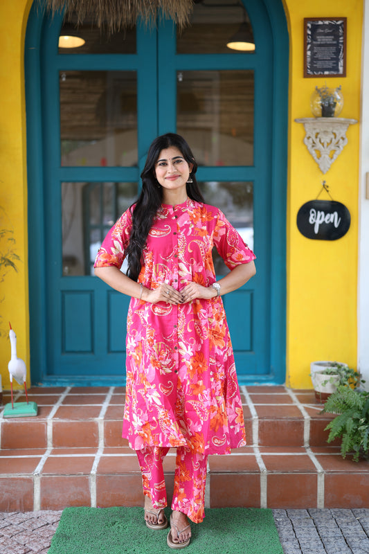 Premium Cotton Printed Coord Set- Feeding/Non Feeding (With Lining)