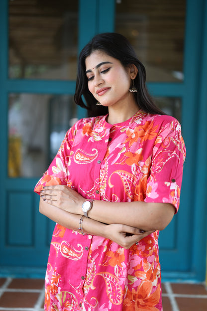 Premium Cotton Printed Coord Set- Feeding/Non Feeding (With Lining) FC0109