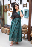 Premium Ethnic Raw Silk Scallop Maxi-Feeding(With Lining)