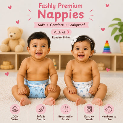 Reusable PaddedNappies for Babies(Pack of 3) Print will Vary