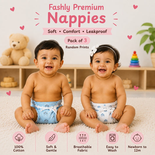 Reusable PaddedNappies for Babies(Pack of 3) Print will Vary