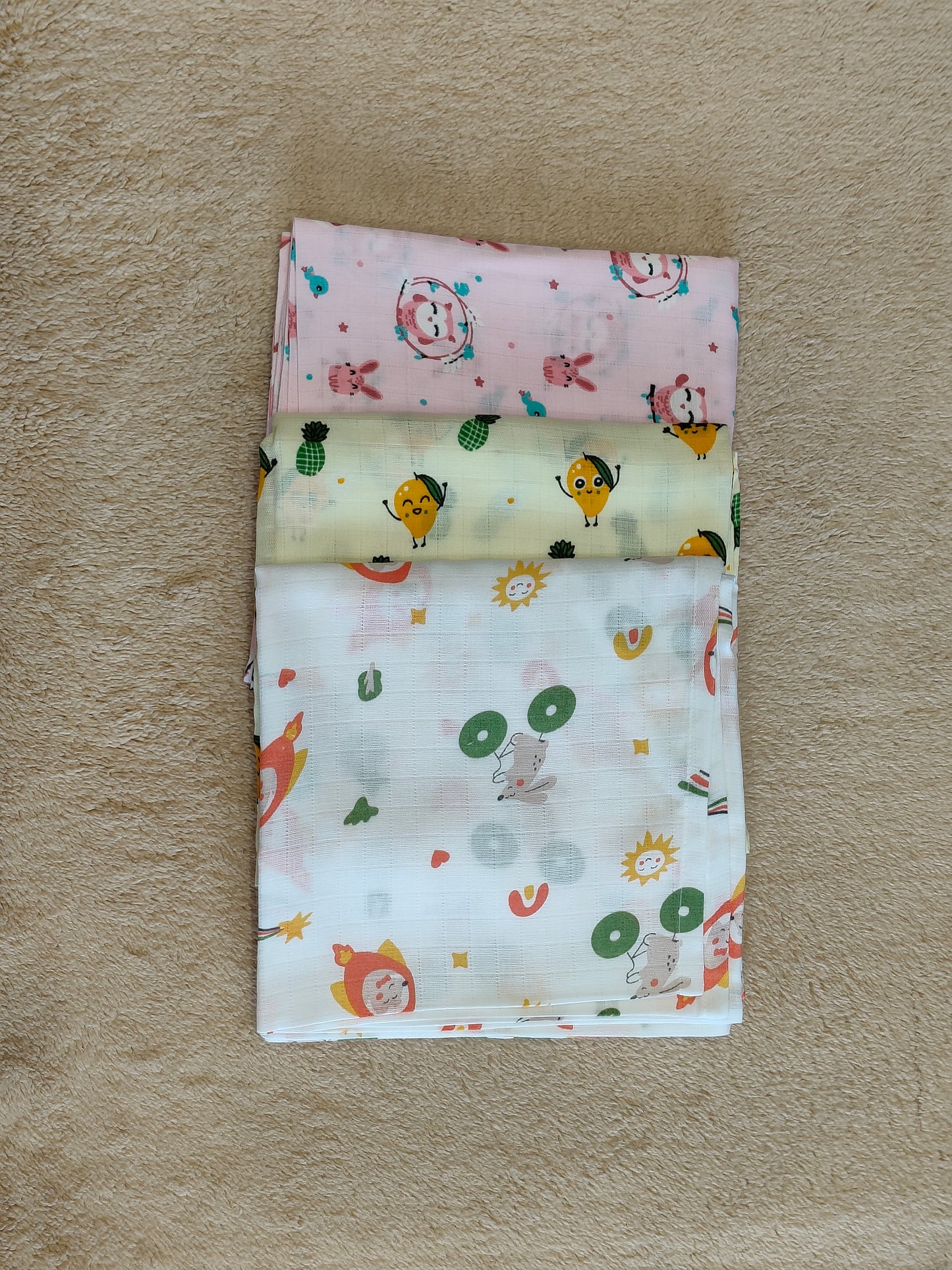 Muslin Baby Swaddles 3 piece combo @899