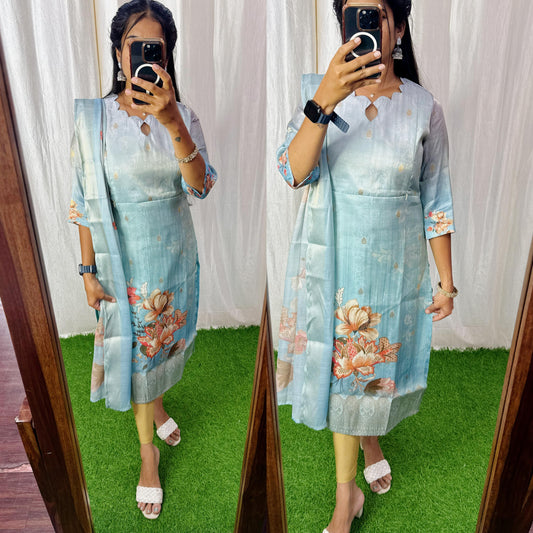 Premium Tissue Digital Printed  Kurti and Dupatta Set FC0127
