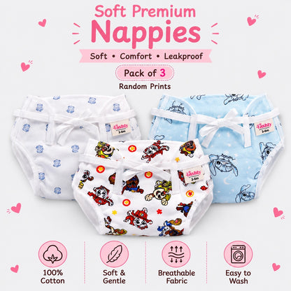Reusable PaddedNappies for Babies(Pack of 3) Print will Vary